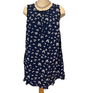 ADONNA SLEEPWEAR 100% Cotton Nightie Size Small Nightgown Blue Floral